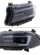Spec-D LED Strip Projector Headlights w/ LED Sequential Turn Signal Chrome Housing/Smoke Lens Dodge Charger 2015-2023                                     - LHP-CHG15G-SQ-TM - Image 3