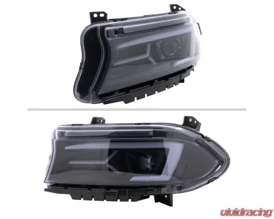 Spec-D LED Strip Projector Headlights w/ LED Sequential Turn Signal Chrome Housing/Smoke Lens Dodge Charger 2015-2023 - LHP-CHG15G-SQ-TM