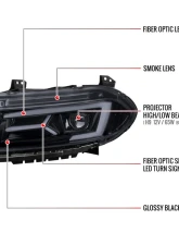 Spec-D LED Strip Projector Headlights w/ LED Sequential Turn Signal Chrome Housing/Smoke Lens Dodge Charger 2015-2023                                     - LHP-CHG15G-SQ-TM - Image 8
