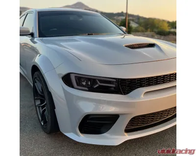 Spec-D LED Strip Projector Headlights w/ LED Sequential Turn Signal Chrome Housing/Smoke Lens Dodge Charger 2015-2023 - LHP-CHG15G-SQ-TM