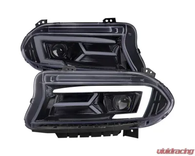 Spec-D LED Strip Projector Headlights w/ LED Sequential Turn Signal Chrome Housing/Smoke Lens Dodge Charger 2015-2023 - LHP-CHG15G-SQ-TM
