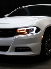Spec-D LED Strip Projector Headlights w/ LED Sequential Turn Signal Matte Black Housing/Clear Lens Dodge Charger 2015-2023                                     - LHP-CHG15JM-SQ-TM - Image 11