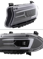 Spec-D LED Strip Projector Headlights w/ LED Sequential Turn Signal Matte Black Housing/Clear Lens Dodge Charger 2015-2023                                     - LHP-CHG15JM-SQ-TM - Image 3