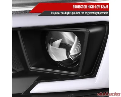 Spec-D LED Strip Projector Headlights w/ LED Sequential Turn Signal Matte Black Housing/Clear Lens Dodge Charger 2015-2023 - LHP-CHG15JM-SQ-TM