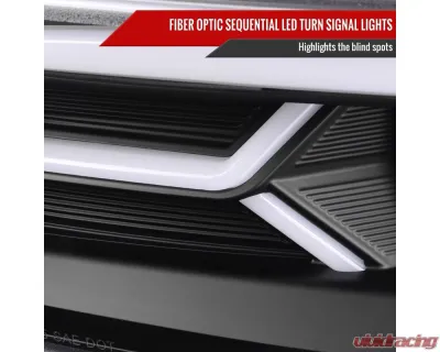 Spec-D LED Strip Projector Headlights w/ LED Sequential Turn Signal Matte Black Housing/Clear Lens Dodge Charger 2015-2023 - LHP-CHG15JM-SQ-TM
