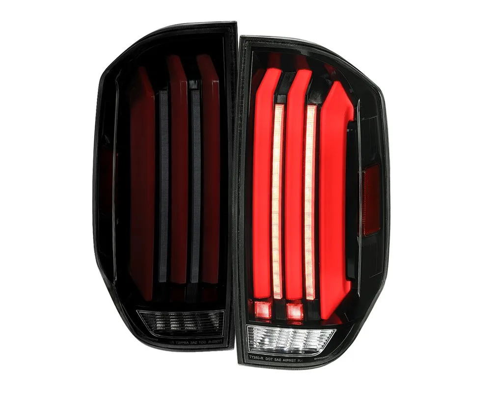 Spec-D Facelift Style Full LED Tail Lights with Sequential Turn Signal Jet Black Housing/Smoke Lens Toyota Tundra 2014-2021 - LT-TUN14BZLED-SQ-RS