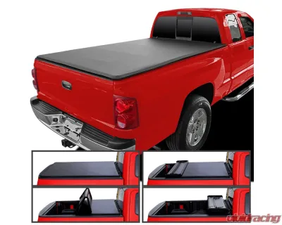 Spec-D 6ft 6in Bed Soft Quad-Fold Tonneau Cover Dodge Dakota | Mitsubishi Raider 2005-2010 - TC4-DAK05-65-SP