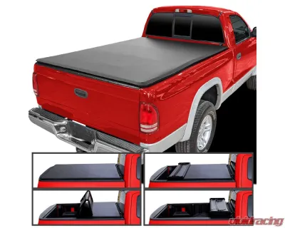 Spec-D 6ft 6in Short Bed Fleetside Soft Quad-Fold Tonneau Cover Dodge Dakota | Dakota Extended/Regular Cab 1997-2004 - TC4-DAK97-65-SP