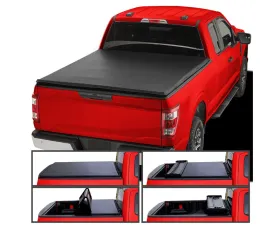 Spec-D 6ft 6in Standard Bed Soft Quad-Fold Tonneau Cover Ford F-150 Super Crew Cab 2015-2021