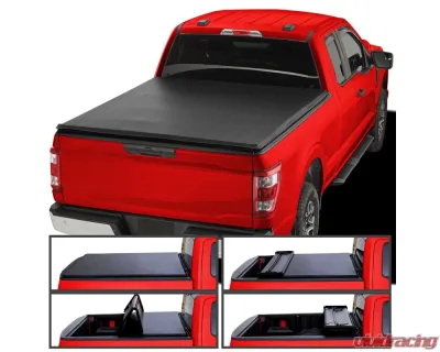 Spec-D 6ft 6in Standard Bed Soft Quad-Fold Tonneau Cover Ford F-150 Super Crew Cab 2015-2021 - TC4-F15015-65-SP