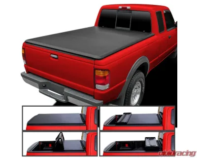 Spec-D 6' Bed Quad-Fold Soft Tonneau Cover Ford Ranger | Mazda B3000 1982-2013 - TC4-RAN82-6-SP
