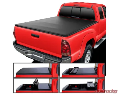 Spec-D 6' Standard Bed Soft Quad-Fold Tonneau Cover Toyota Tacoma Access/Double/Regular Cab 2005-2015 - TC4-TAC05-6-SP