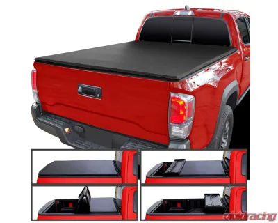 Spec-D 6' Short Bed Soft Quad-Fold Tonneau Cover Toyota Tacoma 2016-2019 - TC4-TAC16-6-SP