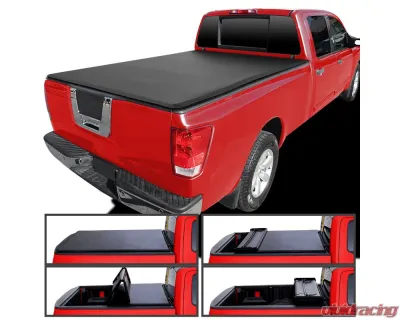 Spec-D 6ft 7in Standard Bed Soft Quad-Fold Tonneau Cover Nissan Titan 2004-2015 - TC4-TIT04-65-SP