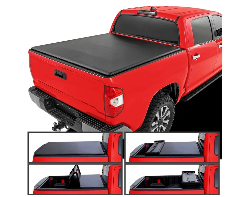 Spec-D 5ft 6in Short Bed Soft Quad-Fold Tonneau Cover Toyota Tundra CrewMax 2007-2019 - TC4-TUN07-55-SP