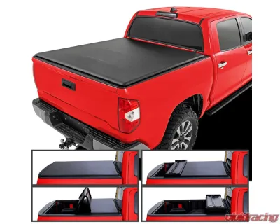 Spec-D 5ft 6in Short Bed Soft Quad-Fold Tonneau Cover Toyota Tundra CrewMax 2007-2019 - TC4-TUN07-55-SP