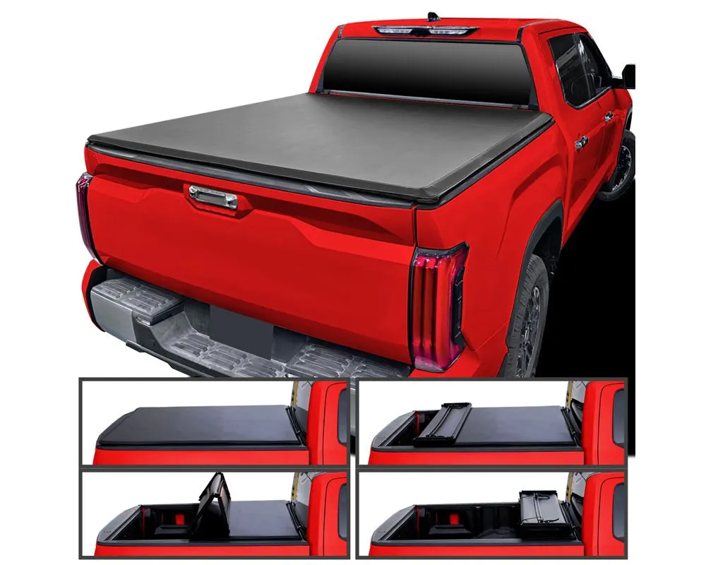 Spec-D 5ft 6in Truck Bed Soft Quad-Fold Tonneau Cover Toyota Tundra 2022-2024 - TC4-TUN22-55-SP