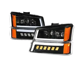Spec-D LED Projector DRL Headlights w/ Bumper Lights (Jet Black Housing/Clear Lens) Chevrolet Silverado | Avalanche 2002-2007