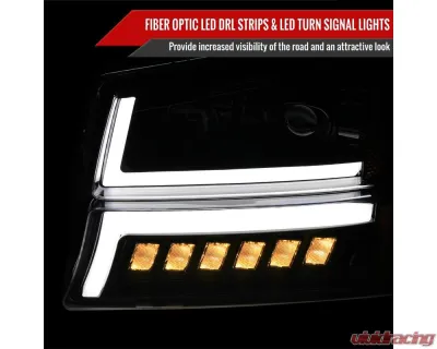 Spec-D LED Projector DRL Headlights w/ Bumper Lights (Jet Black Housing/Clear Lens) Chevrolet Silverado | Avalanche 2002-2007 - 2LBLHE-SIV03JM-MS
