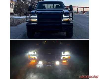 Spec-D LED Projector DRL Headlights w/ Bumper Lights (Jet Black Housing/Clear Lens) Chevrolet Silverado | Avalanche 2002-2007 - 2LBLHE-SIV03JM-MS