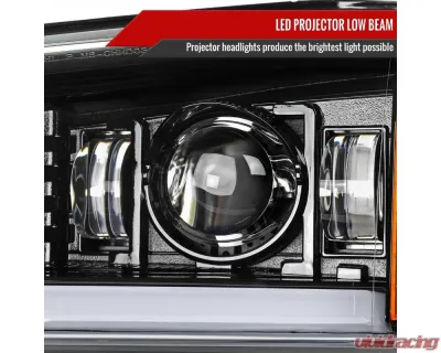 Spec-D LED Projector DRL Headlights w/ Bumper Lights (Jet Black Housing/Clear Lens) Chevrolet Silverado | Avalanche 2002-2007 - 2LBLHE-SIV03JM-MS