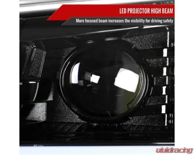 Spec-D LED Projector DRL Headlights w/ Bumper Lights (Jet Black Housing/Clear Lens) Chevrolet Silverado | Avalanche 2002-2007 - 2LBLHE-SIV03JM-MS