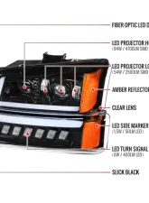 Spec-D LED Projector DRL Headlights w/ Bumper Lights (Jet Black Housing/Clear Lens) Chevrolet Silverado | Avalanche 2002-2007                                     - 2LBLHE-SIV03JM-MS - Image 8