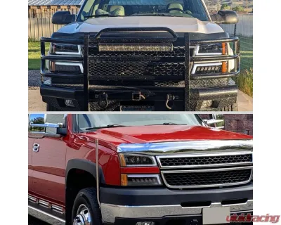 Spec-D LED Projector DRL Headlights w/ Bumper Lights (Jet Black Housing/Clear Lens) Chevrolet Silverado | Avalanche 2002-2007 - 2LBLHE-SIV03JM-MS