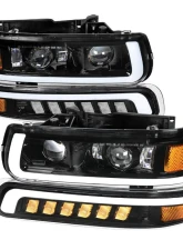 Spec-D LED Projector DRL Headlights w/ Bumper Lights (Jet Black Housing/Clear Lens) Chevrolet 1999-2006                                     - 2LBLHE-SIV99JM-MS - Image 12