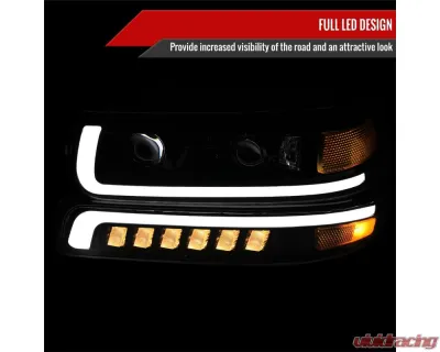 Spec-D LED Projector DRL Headlights w/ Bumper Lights (Jet Black Housing/Clear Lens) Chevrolet 1999-2006 - 2LBLHE-SIV99JM-MS