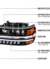 Spec-D LED Projector DRL Headlights w/ Bumper Lights (Jet Black Housing/Clear Lens) Chevrolet 1999-2006                                     - 2LBLHE-SIV99JM-MS - Image 8