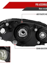 Spec-D Factory Style Headlights (Black Housing / Clear Lens) Chrysler PT Cruiser 2001-2005                                     - 2LH-PTC01JM-GO - Image 7