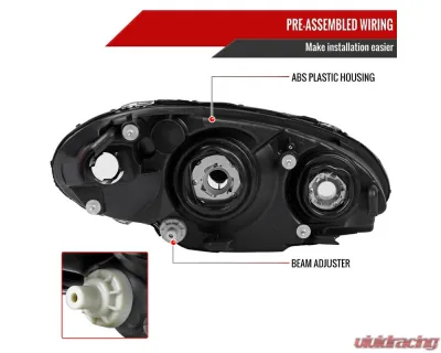 Spec-D Factory Style Headlights (Black Housing / Clear Lens) Chrysler PT Cruiser 2001-2005 - 2LH-PTC01JM-GO