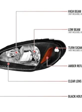 Spec-D Factory Style Headlights (Black Housing / Clear Lens) Chrysler PT Cruiser 2001-2005                                     - 2LH-PTC01JM-GO - Image 8