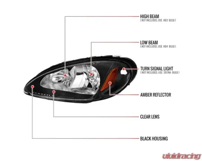 Spec-D Factory Style Headlights (Black Housing / Clear Lens) Chrysler PT Cruiser 2001-2005 - 2LH-PTC01JM-GO