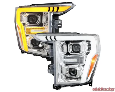 Spec-D Projector Headlight w/ Switchback Sequential Turn Signal LED Bar (Chrome Housing / Clear Lens) Ford F-150 2021-2025 - 2LHP-F15021-SQ-RS