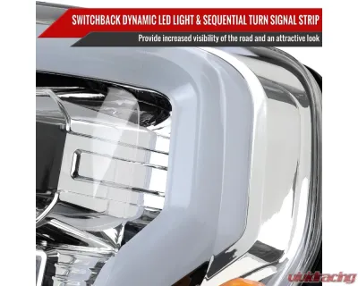 Spec-D Projector Headlight w/ Switchback Sequential Turn Signal LED Bar (Chrome Housing / Clear Lens) Ford F-150 2021-2025 - 2LHP-F15021-SQ-RS