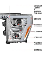 Spec-D Projector Headlight w/ Switchback Sequential Turn Signal LED Bar (Chrome Housing / Clear Lens) Ford F-150 2021-2025                                     - 2LHP-F15021-SQ-RS - Image 8