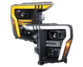 Spec-D Projector Headlight w/ Switchback Sequential Turn Signal LED Bar (Black Housing / Clear Lens) Ford F-150 2021-2025
