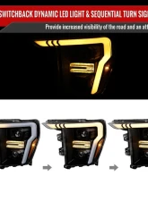 Spec-D Projector Headlight w/ Switchback Sequential Turn Signal LED Bar (Black Housing / Clear Lens) Ford F-150 2021-2025                                     - 2LHP-F15021JM-SQ-RS - Image 2