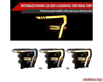 Spec-D Projector Headlight w/ Switchback Sequential Turn Signal LED Bar (Black Housing / Clear Lens) Ford F-150 2021-2025 - 2LHP-F15021JM-SQ-RS