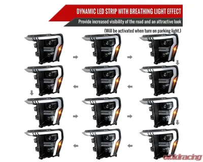Spec-D Projector Headlight w/ Switchback Sequential Turn Signal LED Bar (Black Housing / Clear Lens) Ford F-150 2021-2025 - 2LHP-F15021JM-SQ-RS
