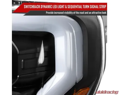 Spec-D Projector Headlight w/ Switchback Sequential Turn Signal LED Bar (Black Housing / Clear Lens) Ford F-150 2021-2025 - 2LHP-F15021JM-SQ-RS