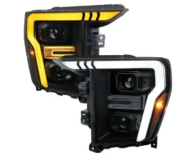 Spec-D Projector Headlight w/ Switchback Sequential Turn Signal LED Bar (Black Housing / Smoked Lens) Ford F-150 2021-2025