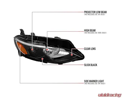 Spec-D Factory Style Projector Headlight (Glossy Black Housing/Clear Lens) - Right Passenger Side Chevrolet Malibu 2019-2024 - 2LHP-MBU19GB-R-RO