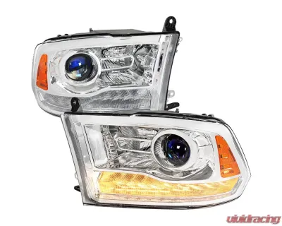 Spec-D LED Bar Projector Headlights (Chrome Housing/Clear Lens) Ram 2013-2024 - 2LHP-RAM13G2-GO
