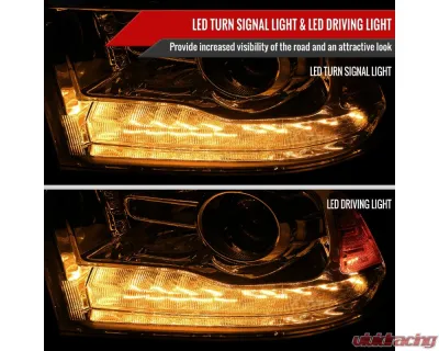 Spec-D LED Bar Projector Headlights (Chrome Housing/Clear Lens) Ram 2013-2024 - 2LHP-RAM13G2-GO