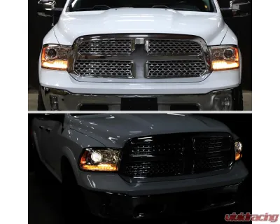 Spec-D LED Bar Projector Headlights (Chrome Housing/Clear Lens) Ram 2013-2024 - 2LHP-RAM13G2-GO