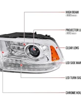 Spec-D LED Bar Projector Headlights (Chrome Housing/Clear Lens) Ram 2013-2024                                     - 2LHP-RAM13G2-GO - Image 8