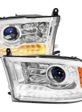 Spec-D Sequential LED Bar Signal Projector Headlights (Chrome Housing/Clear Lens) Dodge Ram 2009-2024                                     - 2LHP-RAM13G2-SQ-GO - Image 12